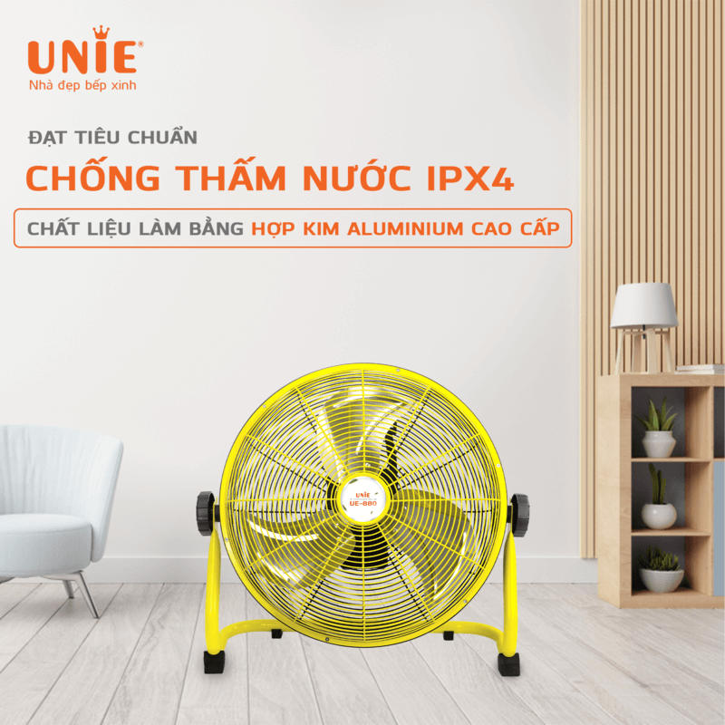 Quạt Tích Điện Công Nghệ Đức Unie UE-880 Thời Gian Sử Dụng 48 Giờ, Sạc Pin 2.5 Giờ Cao Cấp - Hàng Chính Hãng