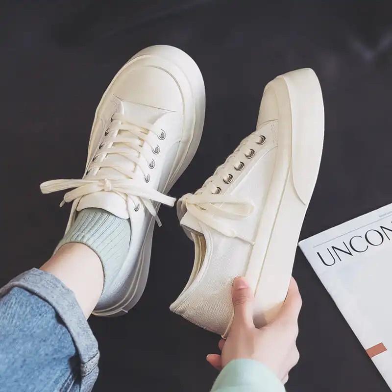 Giày Thể Thao Nam Nữ Sneaker Màu Đen Xanh Trắng Hồng Basic Độn Đế Chất Vải Phong Cách Ulzzang Hàn Quốc Đủ Size Loại 1