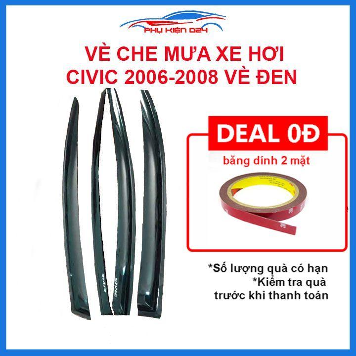 Vè mưa Civic 2006-2007-2008 vè đen che mưa bảo vệ trang trí xe