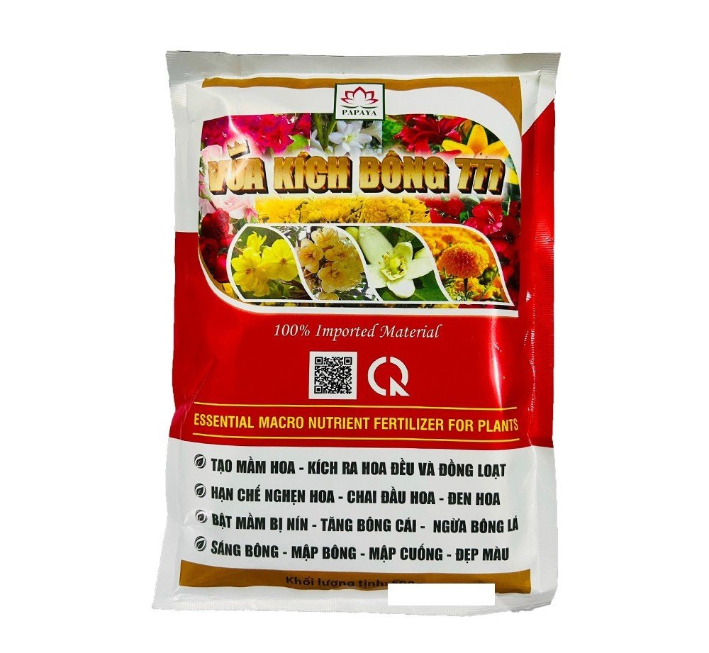 Phân bón hỗn hợp NPK Papaya Vua Kích Bông 777 500gr Tạo mầm hoa - Tăng bông cái - Mập cuống