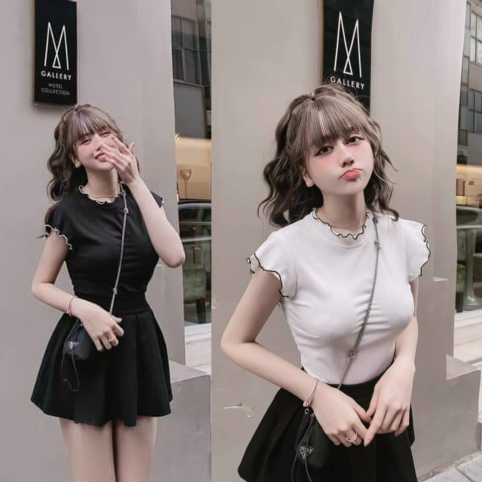 Áo croptop    áo thun cổ cuốn biên thời trang XIXO - ATN0035
