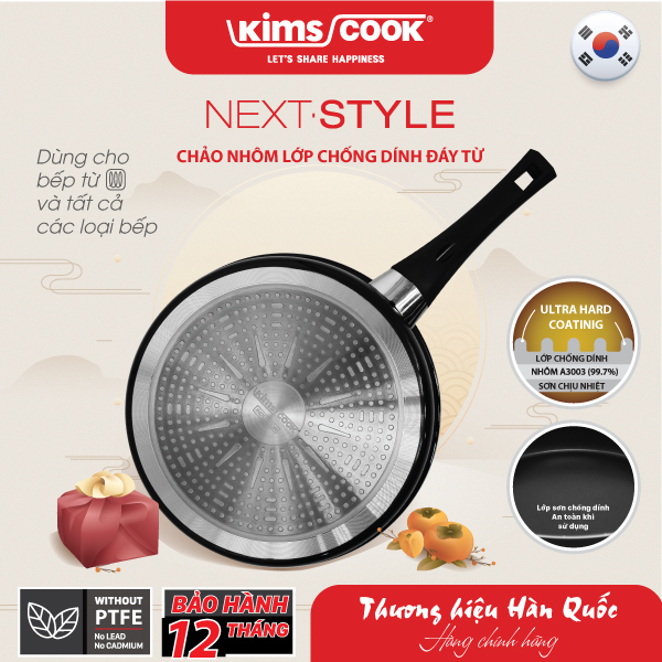 Chảo Next Style đáy từ hợp kim nhôm chống dính Kims Cook 20cm