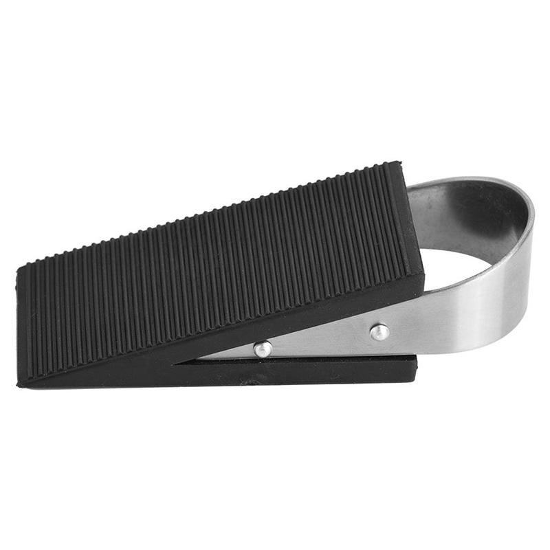 Rubber Stainless Steel Door Stopper Stop Door Block Wedge Black