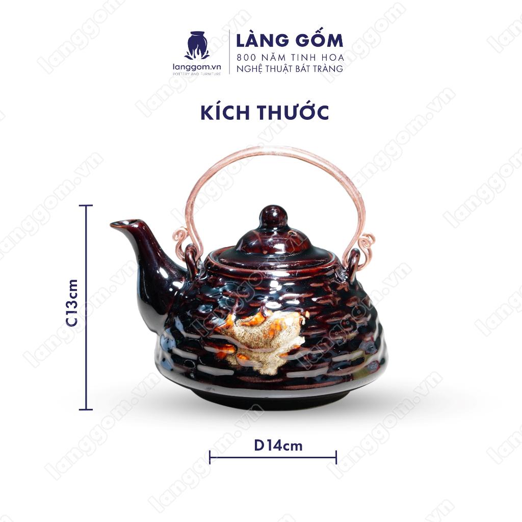Bộ ấm chén Men hỏa biến giỏ cá - Gốm sứ Bát Tràng - Làng Gốm
