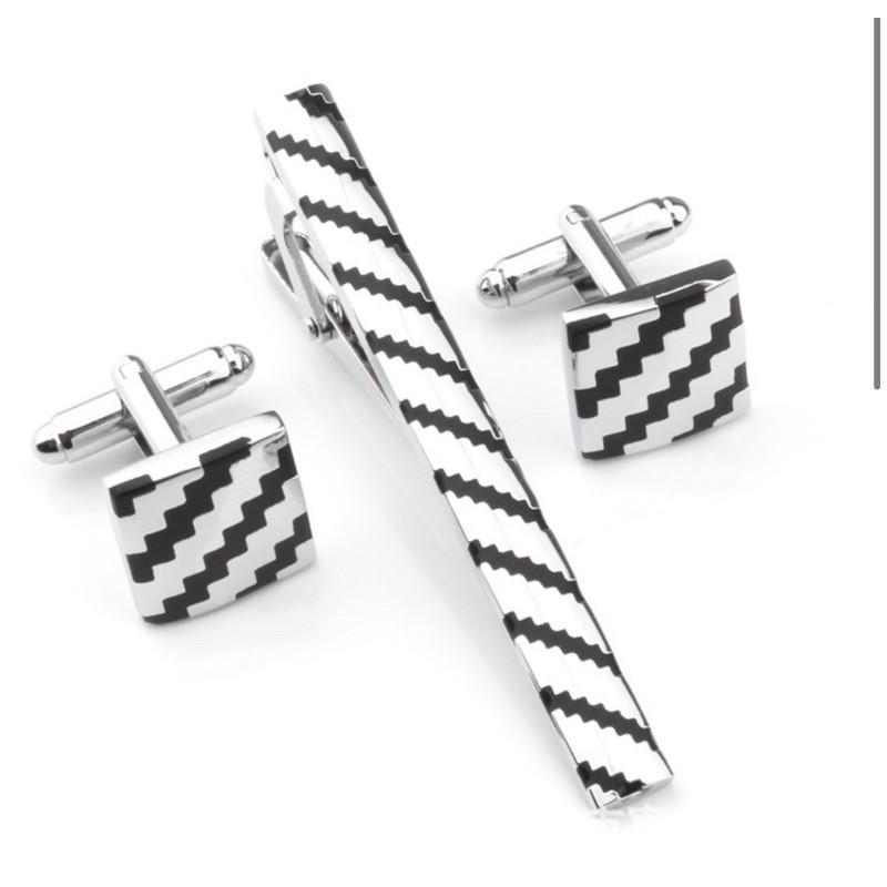 Set Cufflinks khuy măng sét và Kẹp cà vạt cao cấp