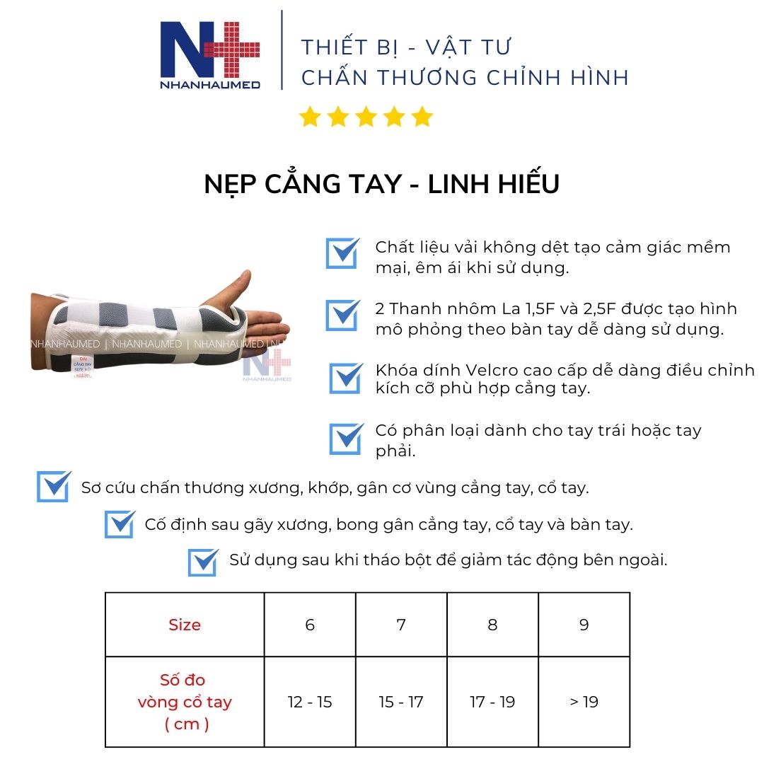 Nẹp Cẳng Tay Dài Hỗ Trợ Cố Định Sau Chấn Thương Cổ Tay, Bàn Tay