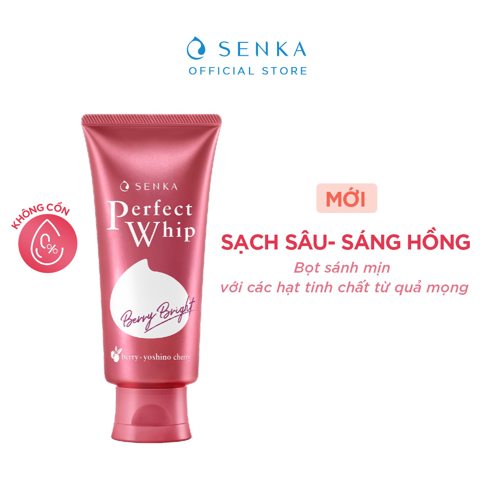 Sữa rửa mặt dưỡng da sáng hồng Senka Perfect Whip Berry Bright 100g