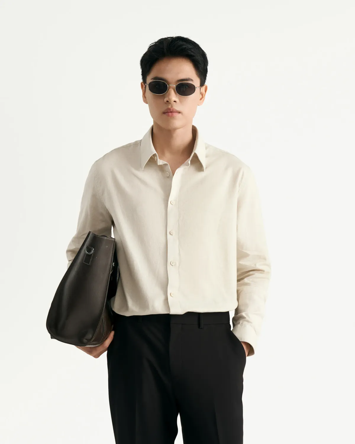 Áo sơ mi tay dài nam linen cotton Form Regular - RT 10S25SHL032 | ROUTINE CÀ MAU