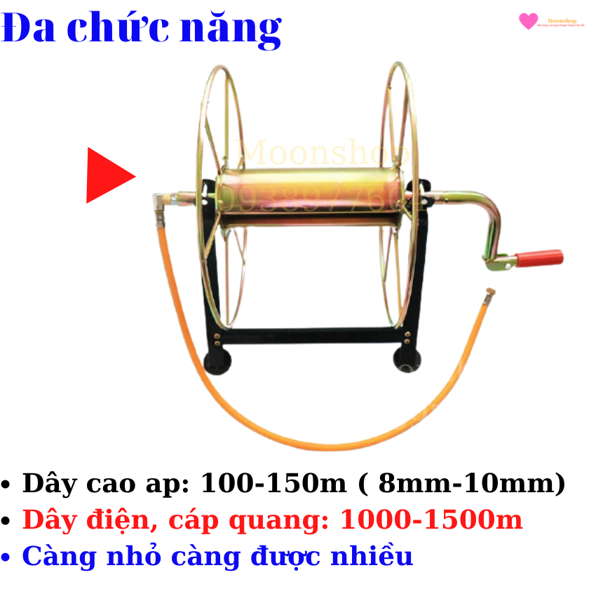 Rulo cuốn dây cao áp, dây rửa xe 100m, cuốn dây điện 1000m.