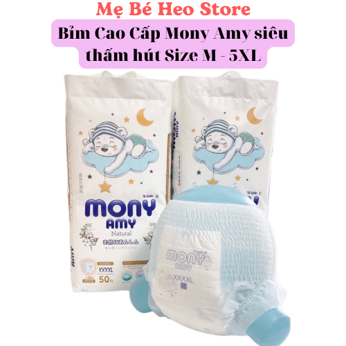 Tã quần Mony Amy Natural công nghệ Nhật bịch 50 miếng size M - 5XL