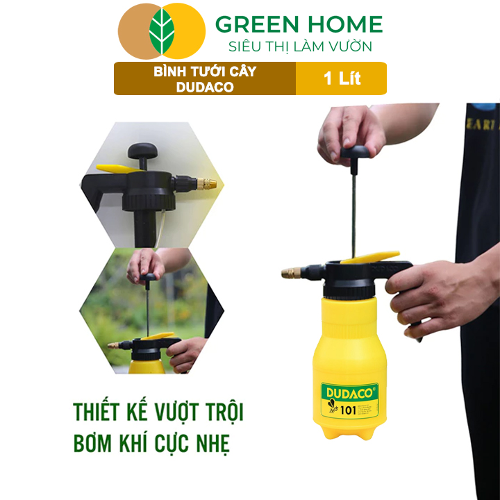 Bình Tưới Cây GreenHome, Dudaco, 1 Lít, Phun Xa 2 Chế Độ, Bơm Nhẹ Tay, Bình Tưới Cây Phun Sương, Bền