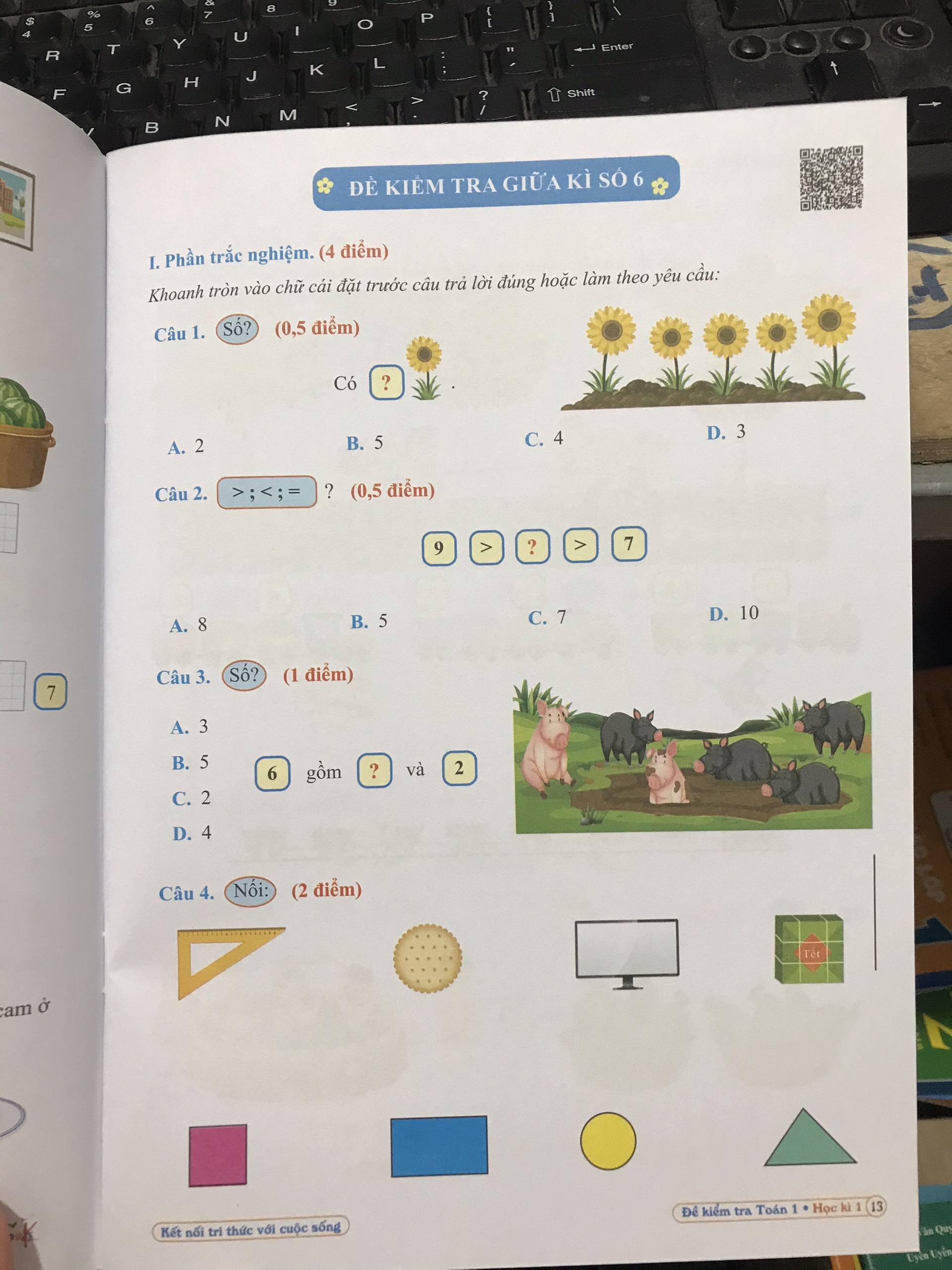 Đề kiểm tra toán 1 học kì 1