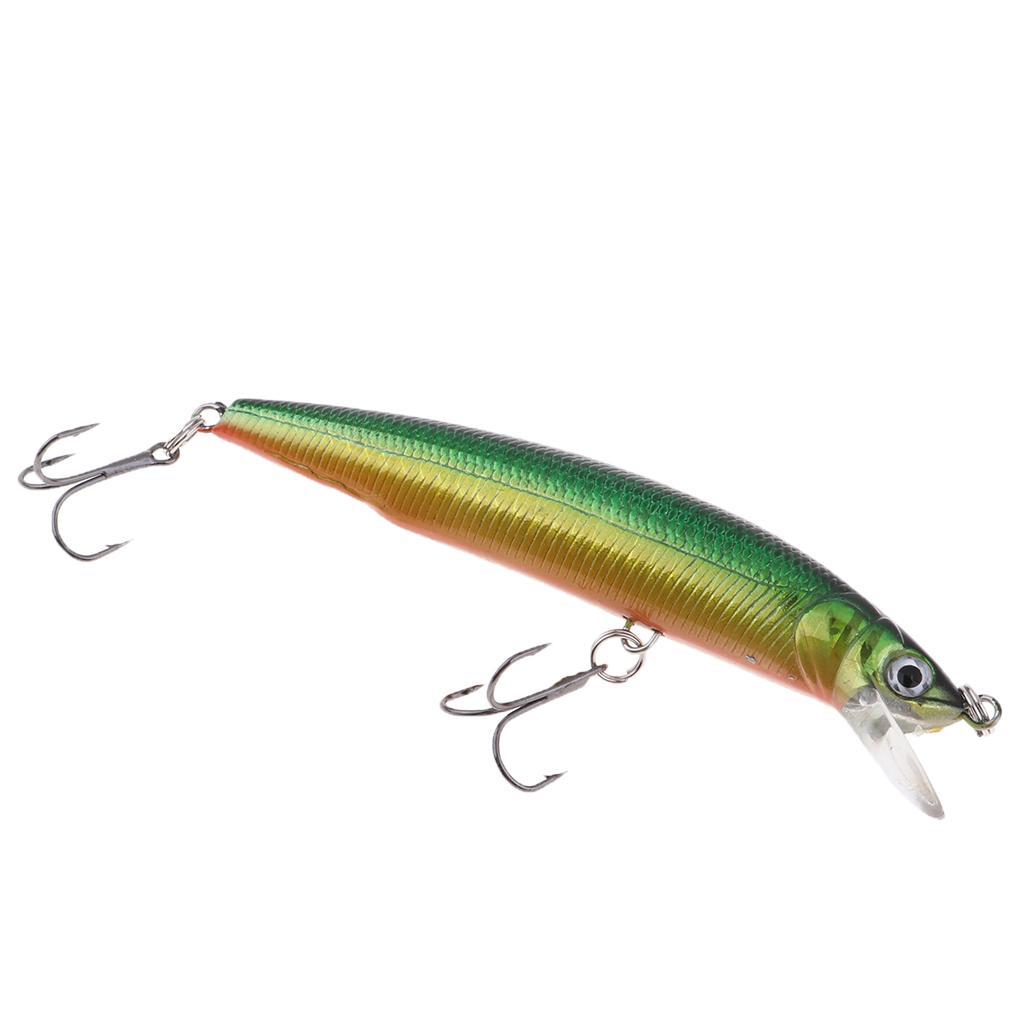 Premium Minnow Fishing Bait Hard Artificial Lure Crankbait Rigs with 2 Sharpe Anti-rust Treble Hooks
