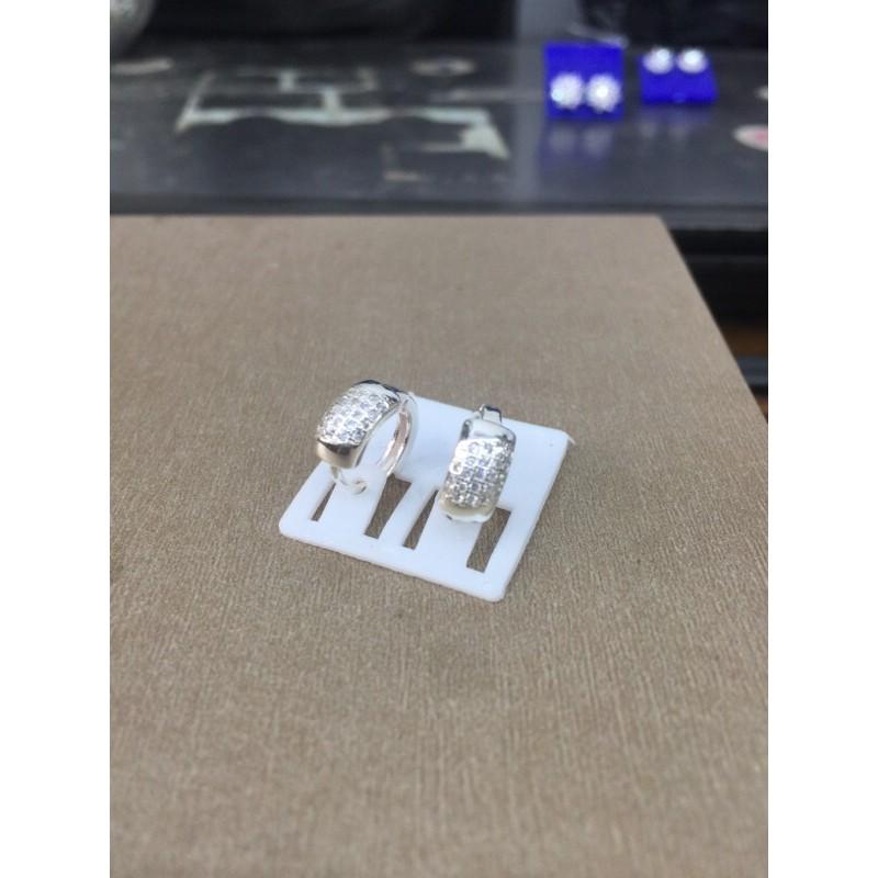 Khuyên tai tròn bấm sát tai full đá bạc ta