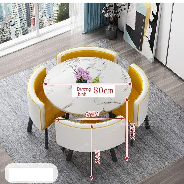 Bộ bàn ăn tròn phong cách Bắc ÂU hiện đại tiết kiệm diện tích