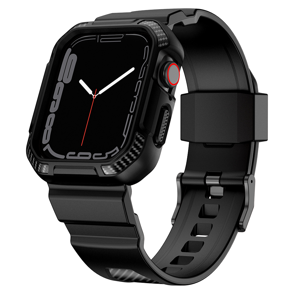 Ốp Case bảo vệ tích hợp dây đeo Vân Carbon cho Apple Watch Series 1/2/3/4/5/6/SE/7/8/9/SE2 Size 38/40/41mm &amp; 42/44/45mm - Hàng Chính Hãng