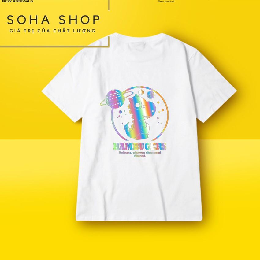 Áo thun phản quang tay lỡ KHỦNG LONG - form Unisex chất Cotton mát mịn