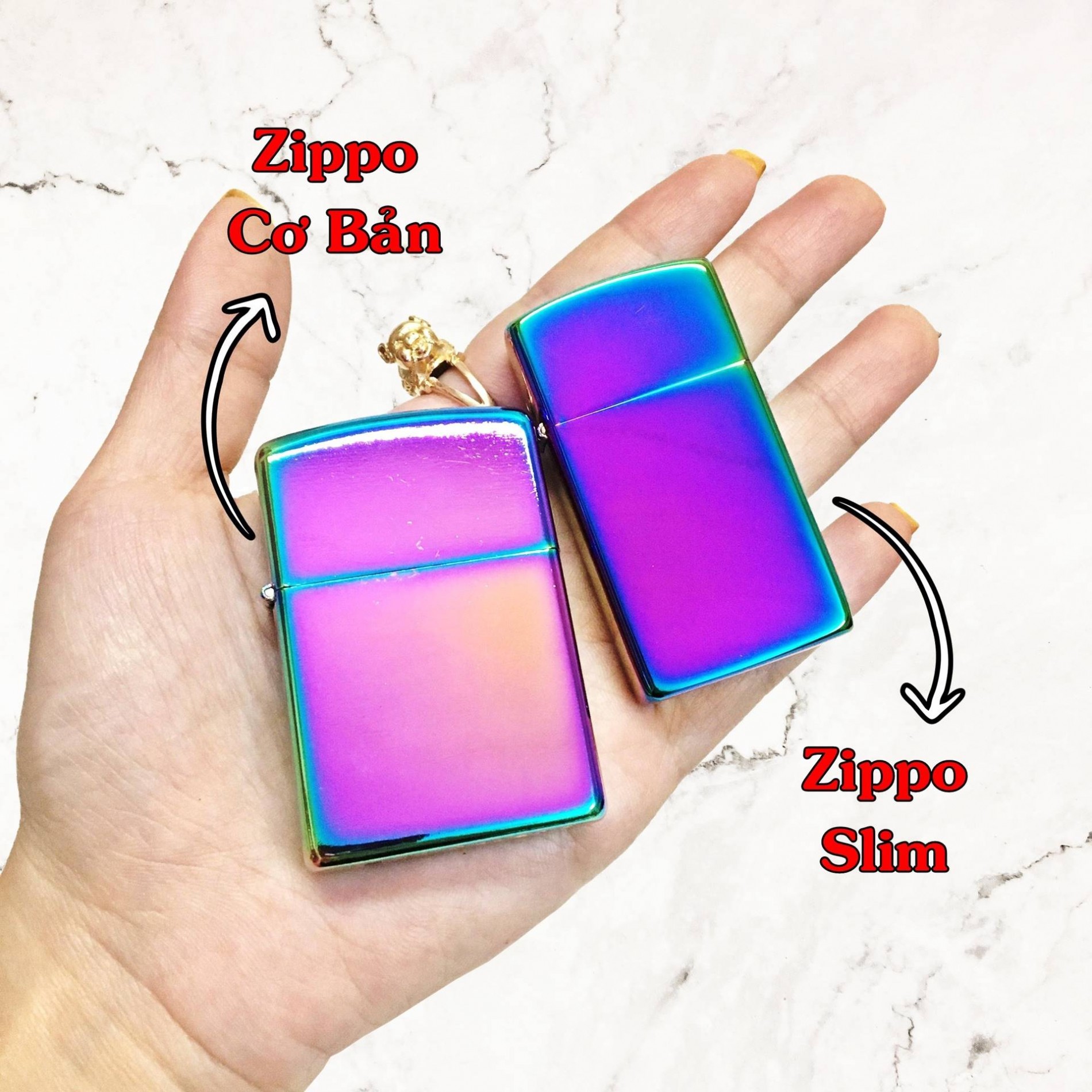 Hộp quẹt bật lửa Zipo Slim Zorro trơn bóng 7 màu - (xài xăng