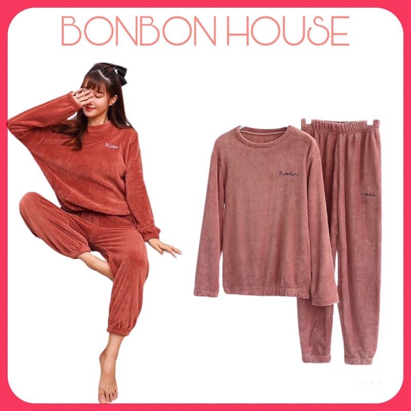 Bộ Nỉ Bông Bo Gấu Unisex Mặc Nhà Siêu Ấm