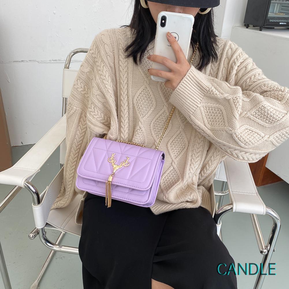 Túi Đeo Chéo Da Pu Phối Tua Rua Thời Trang