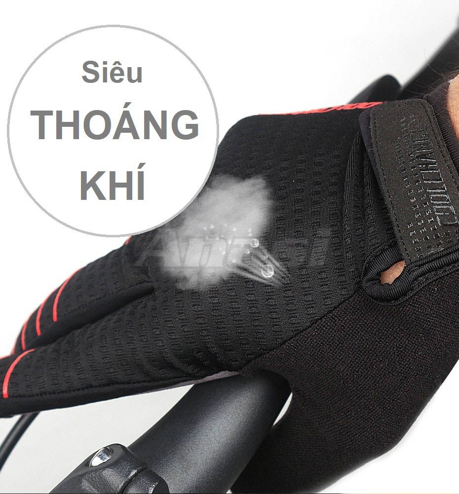 Găng tay vải Microfiber chống tia UV chạy xe cao cấp cho nam Anasi iG19 - Da thuộc, đệm tay, chống trượt