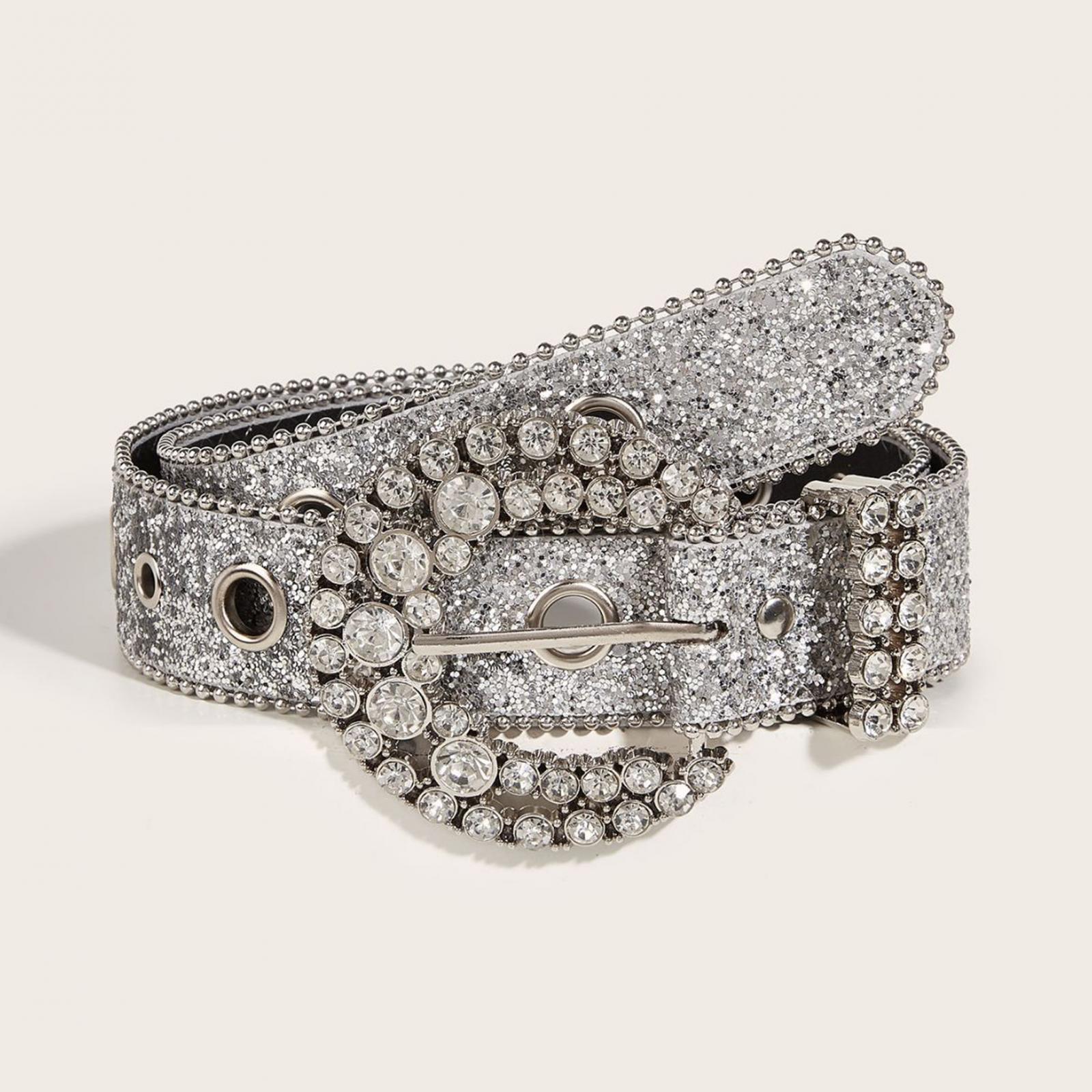 Rhinestone Belt Cowgirl Cowboy for Women Men Pants PU Leather Belt