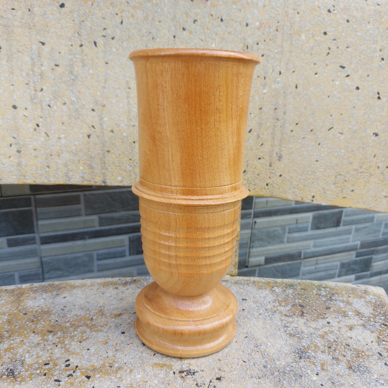 Ống Đựng Nhang gỗ gõ nguyên khối cỡ đại cao 28cm