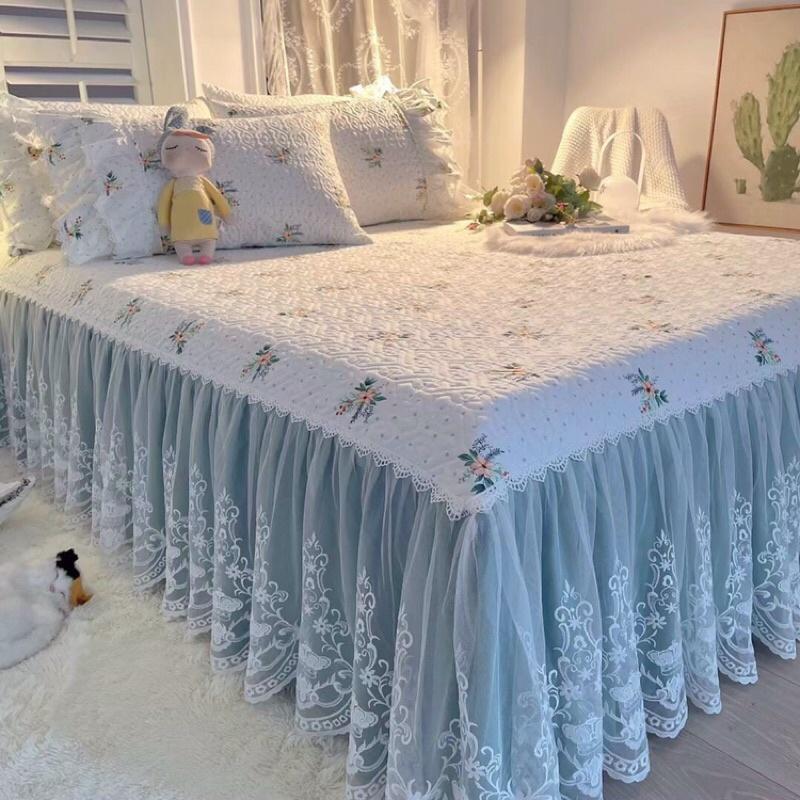 Bộ ga gối trần bông rèm phủ điệu đà 1m8x2m 3 món