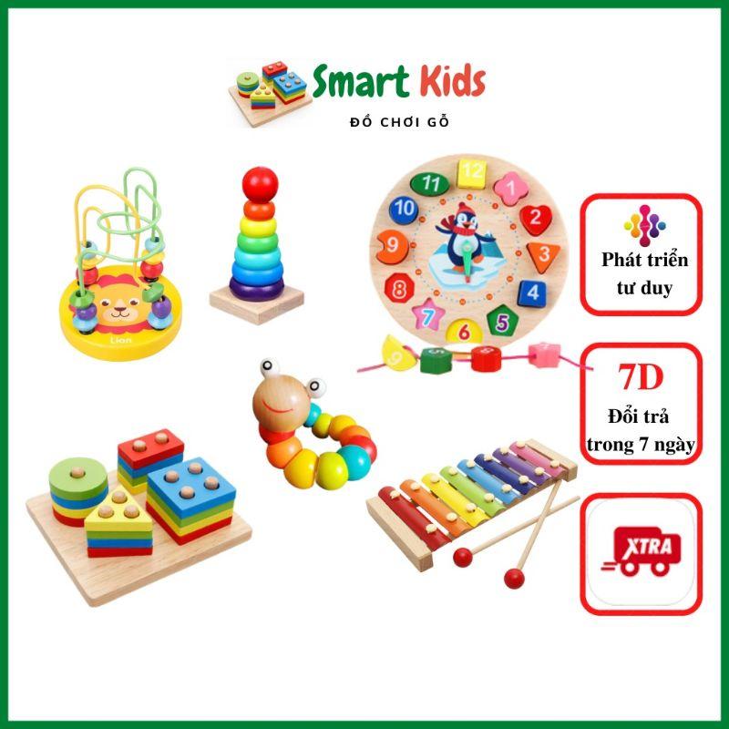 Đồ chơi cho bé gái bé trai giáo dục phát triển trí tuệ, combo bộ 6 món từ 1-4 tuôi Smart-Kids