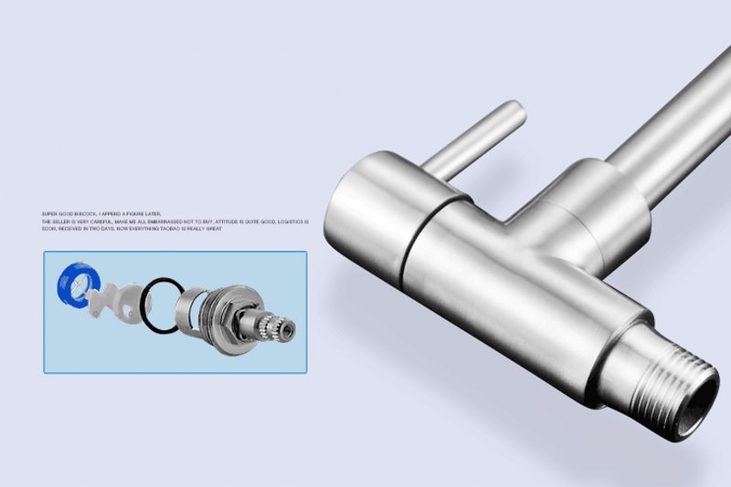 Vòi bếp chỉ lạnh gắn tường cổ mềm uốn được SUS304