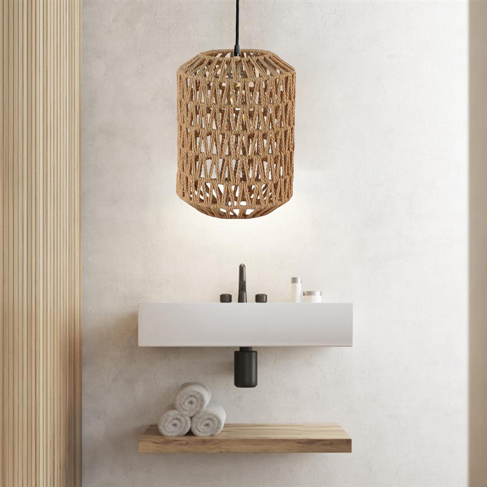 Woven Lamp Shade Woven Pendant Lampshade for Restaurant Teahouse Dining Room