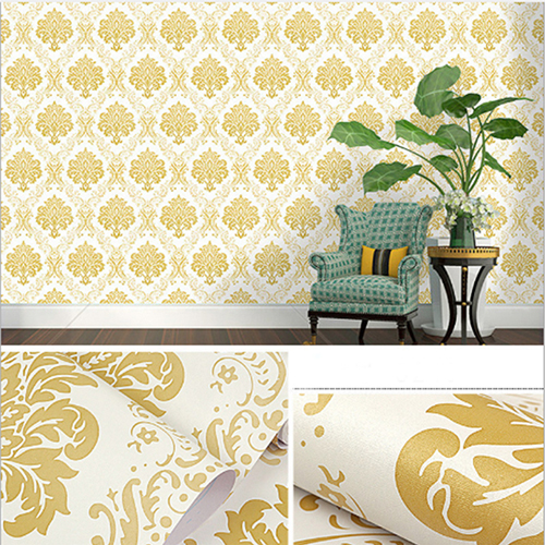 10m DECAL GIẤY DÁN TƯỜNG HOA VĂN CHÂU ÂU MÀU VÀNG NỀN TRẮNG GDT_5240