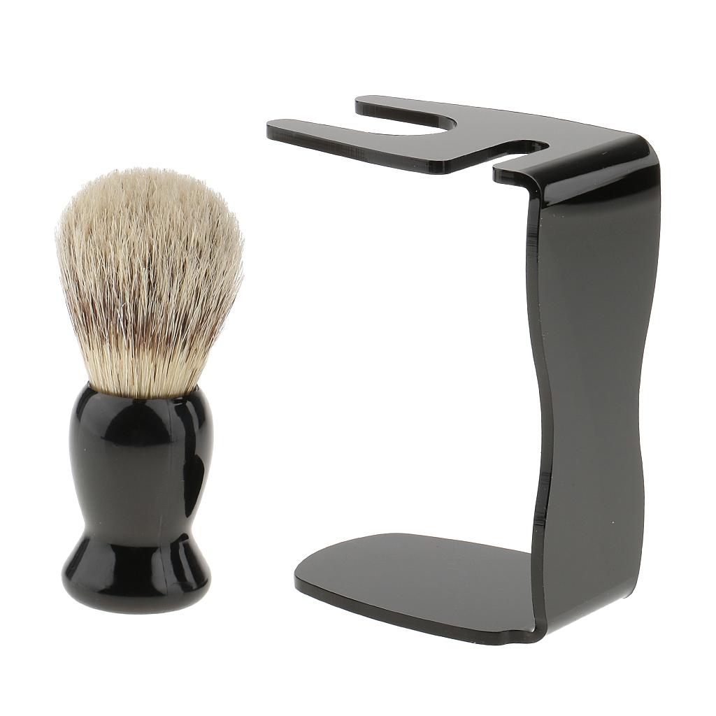 Men's Shave Set Shaving Brush+Steel Stand Holder+ Bowl Travel Kit
