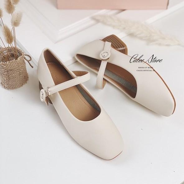 (ẢNH THẬT + VIDEO) sandals xăng đan 2 màu KEM ĐEN có quai Mary Janes nữ da mềm cao cấp