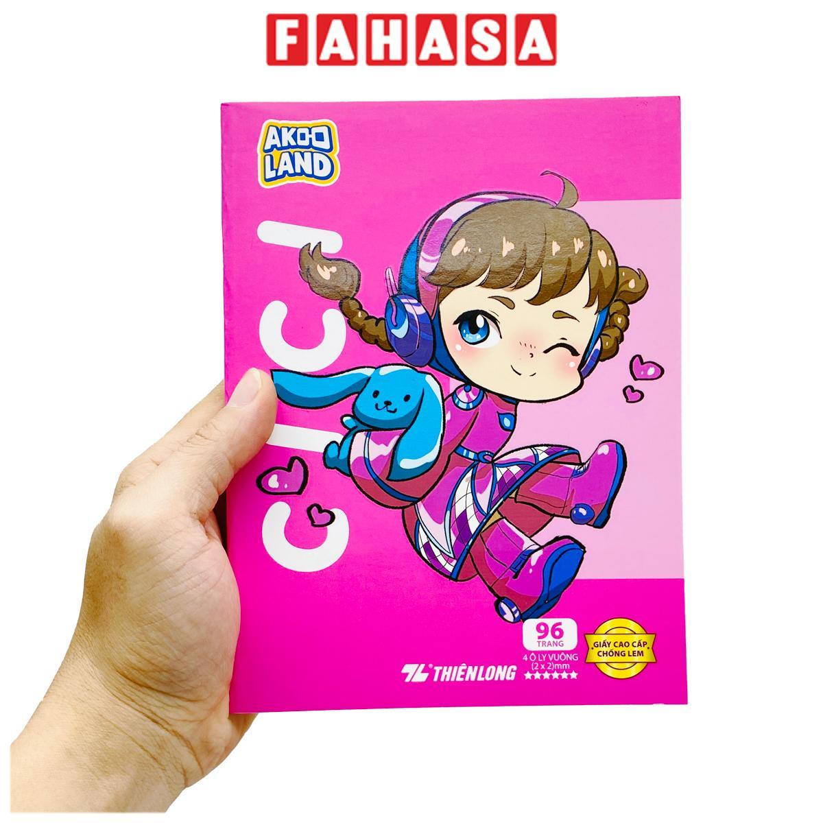 Tập Học Sinh Giấy Chống Lem - 4 Ô Ly Vuông - 96 Trang 120gsm - Thiên Long NB-121/AK - Nhân Vật Akooland Cici