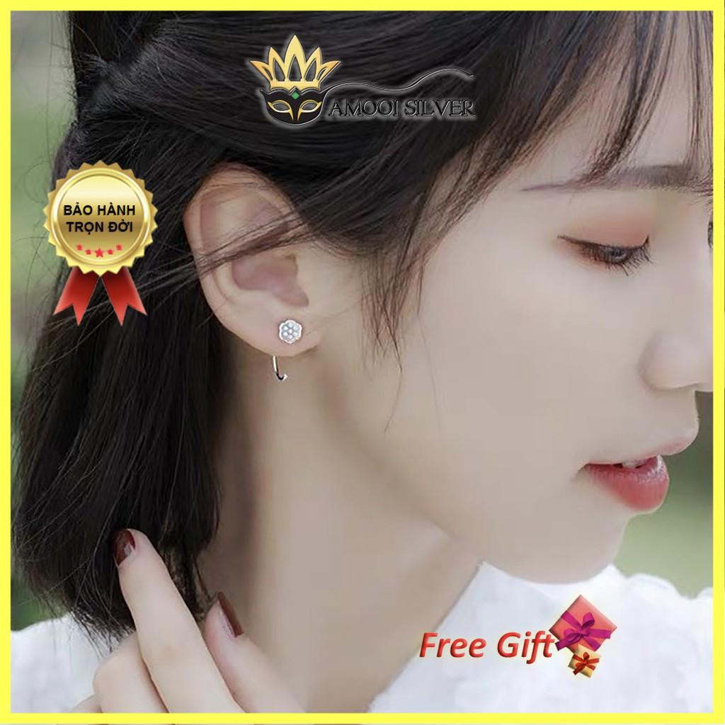 Bông tai bạc S925 móc búp sen - Amooi Silver AB86