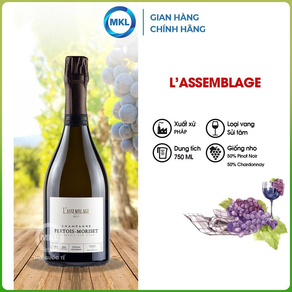 Rượu vang sủi bọt L'Assemblage Champagne Pertois Moriset - AOC Champagne, Coteaux Sezannais 750ml 12% Pháp - chính hãng