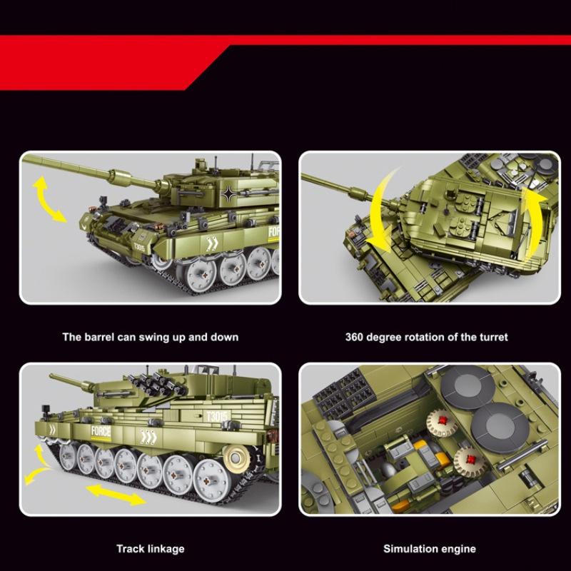 Đồ chơi Lắp ráp Xe Tăng Đức Leopard II, Gaomisi T3015 Amored Tank, Xếp hình thông minh, Mô hình quân sự 