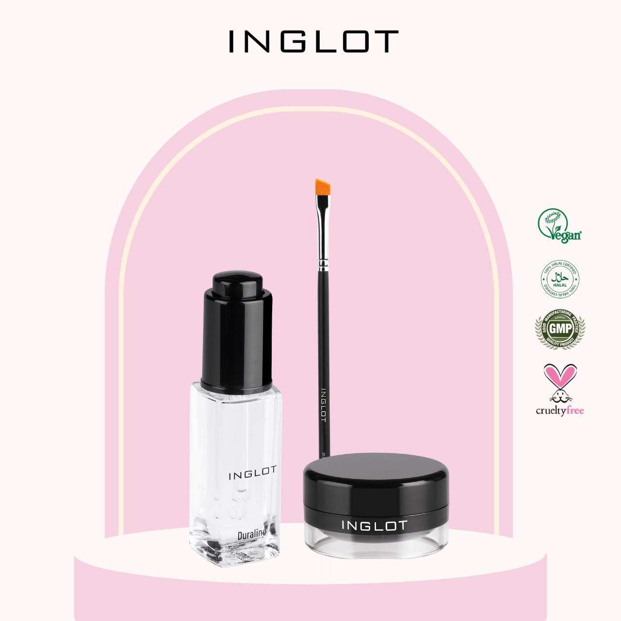 Bộ trang điểm mắt gồm Gel kẻ mắt lâu trôi AMC + Tinh chất Duraline + cọ kẻ mắt 31T INGLOT