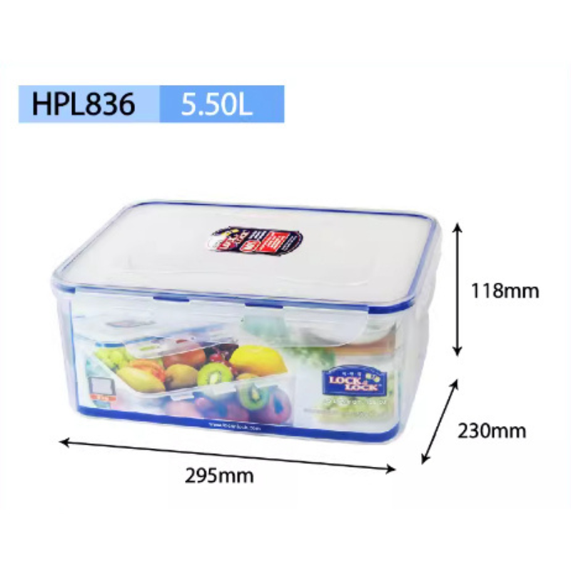 Hộp nhựa bảo quản thực phẩm Lock&amp;Lock Classic 5.5L HPL836, Hàng chính hãng, nhựa PP, không chứa BPA, nắp đậy kín - JoyMall
