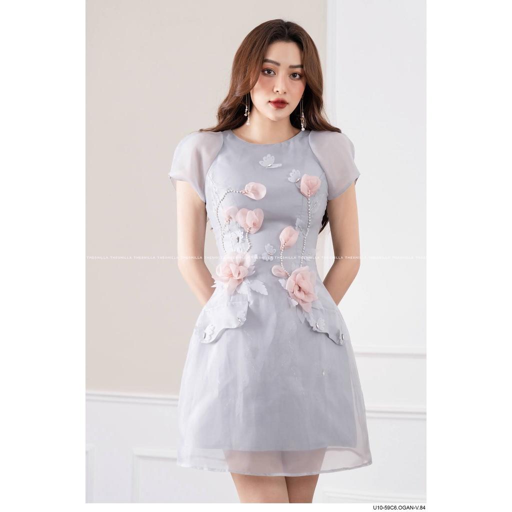 Váy đầm thiết kế voan oganza đính hoa thủ công cao cấp The Shilla - U10-59C6