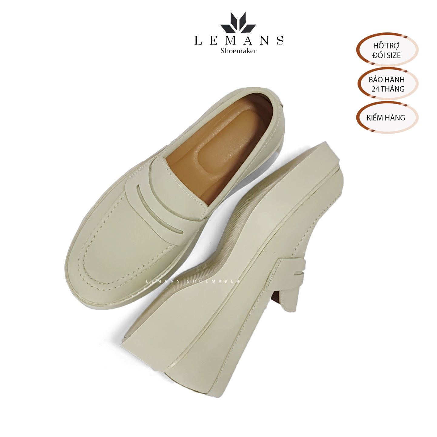 The Breakthrough Chunky LOAFER TAN NUBUCK Lemans - Da Nubuck. BST độc quyền, đế cao 6cm Full cao su nguyên khối BH 24 tháng