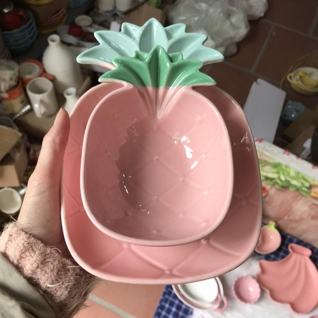 Green House - Set Bát Đĩa Màu Hồng Bát đĩa ăn cơm ăn mì, decor bàn ăn dễ thương