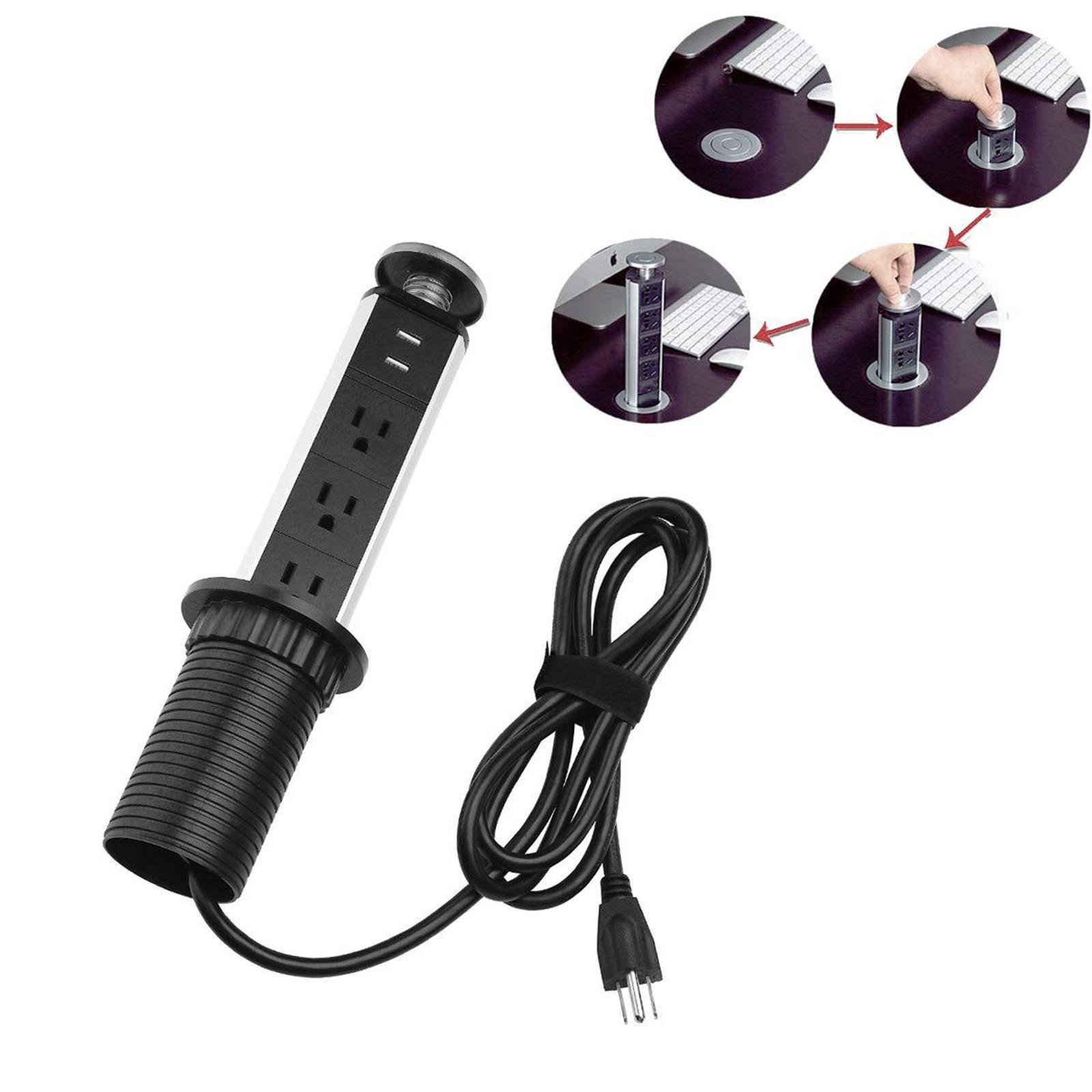 Pull up Power Pod Unit 3 Plugs 2 Charge USB Kitchen Table