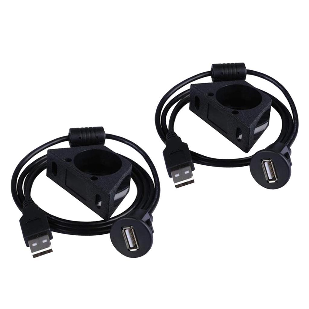 Car  Board Mount USB 2.0 Male To Female Socket Panel Extension Cable 1m