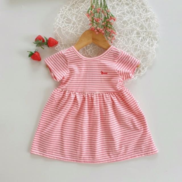Đầm thun cotton nơ lưng cho bé 8-14kg