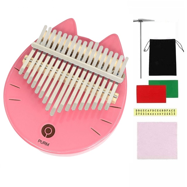 Đàn kalimba 17 phím NEKO-HỒNG PINK-M17 Tặng phụ kiện búa chỉnh âm, stick màu, stick nốt, khăn lau, túi chống sốc