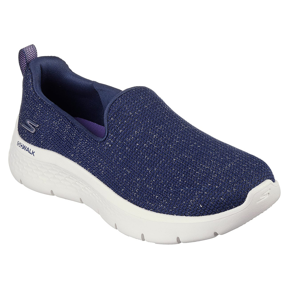 Skechers Nữ Giày Thể Thao Xỏ Chân Đi Bộ Giặt Máy Được, Tập Gym, Đi Học, Đi Làm, Thường Ngày GOwalk Flex Flashing Stars Walking Air-Cooled Goga Mat Flex Pillars, Machine Washable, Ortholite, Ultra Go - 124964-NVY