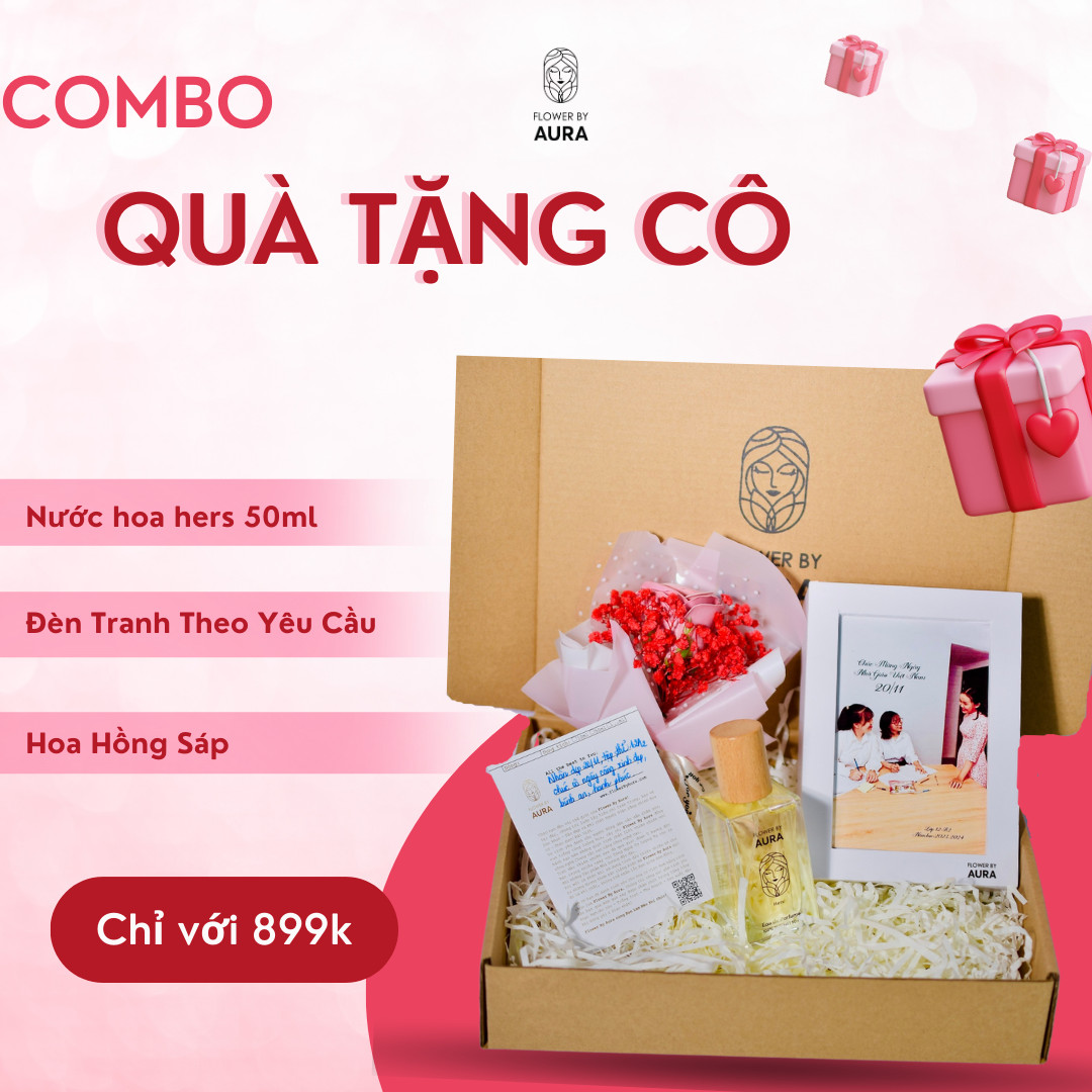 Combo Quà Tặng Nước hoa thiên nhiên Hers 50ml Hoa và Đèn Tranh 3D Set quà tặng dịp 20/11 ý nghĩa