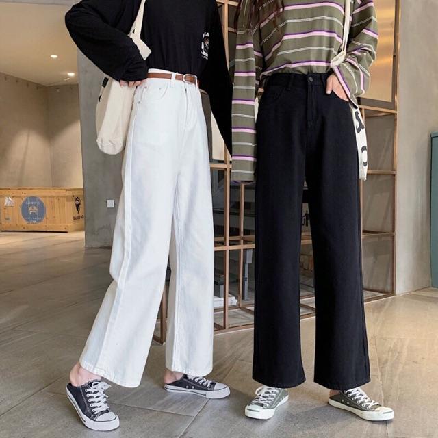 Quần Jeans ống rộng dáng dài gấp lai- hình thật chính chủ